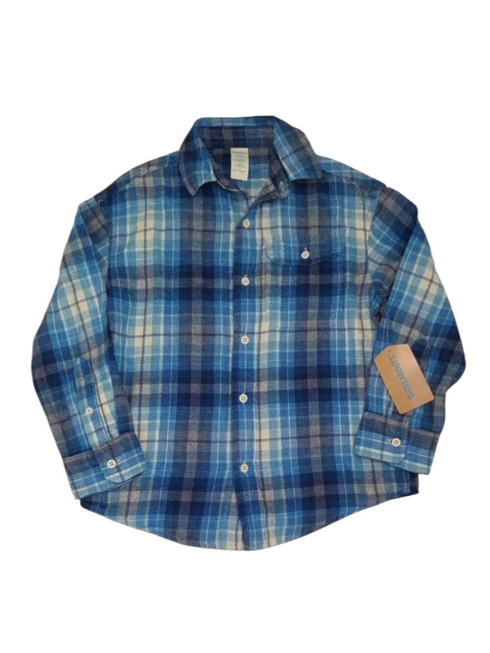 Boys Thereabouts Blue Plaid Flannel Shirt Sz XS 6/7 NWT